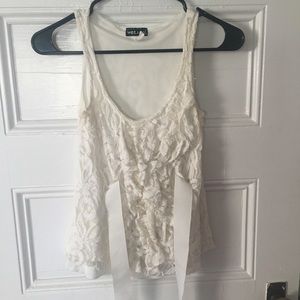 White Ruffle tank with Tie Bow